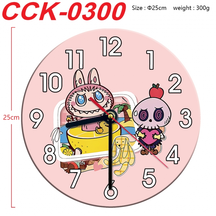 Labubu Anime peripheral printed full-color wall clock 25cm CCK-0300