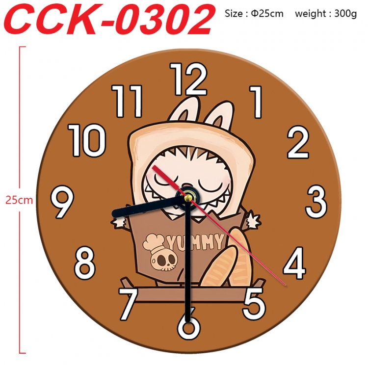 Labubu Anime peripheral printed full-color wall clock 25cm  CCK-0302