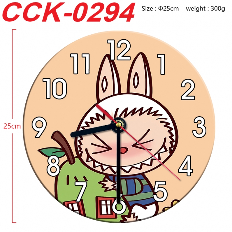 Labubu Anime peripheral printed full-color wall clock 25cm CCK-0294