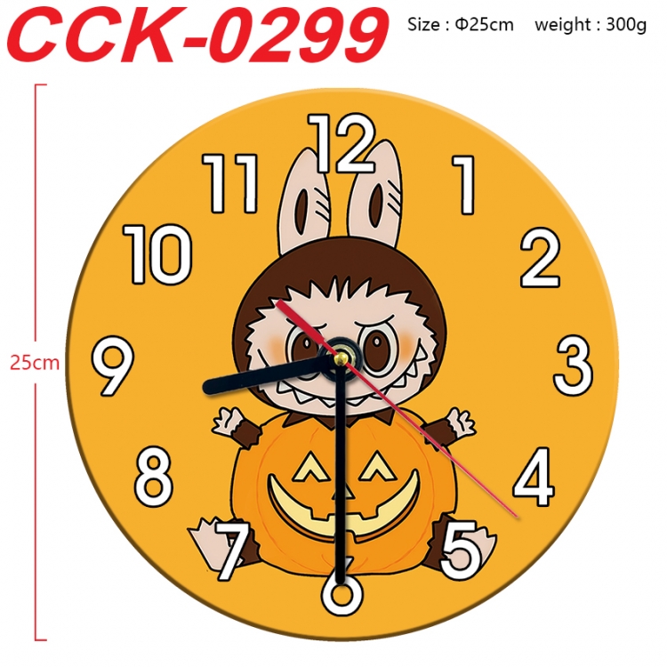 Labubu Anime peripheral printed full-color wall clock 25cm CCK-0299