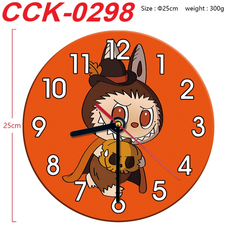 Labubu Anime peripheral printed full-color wall clock 25cm CCK-0298