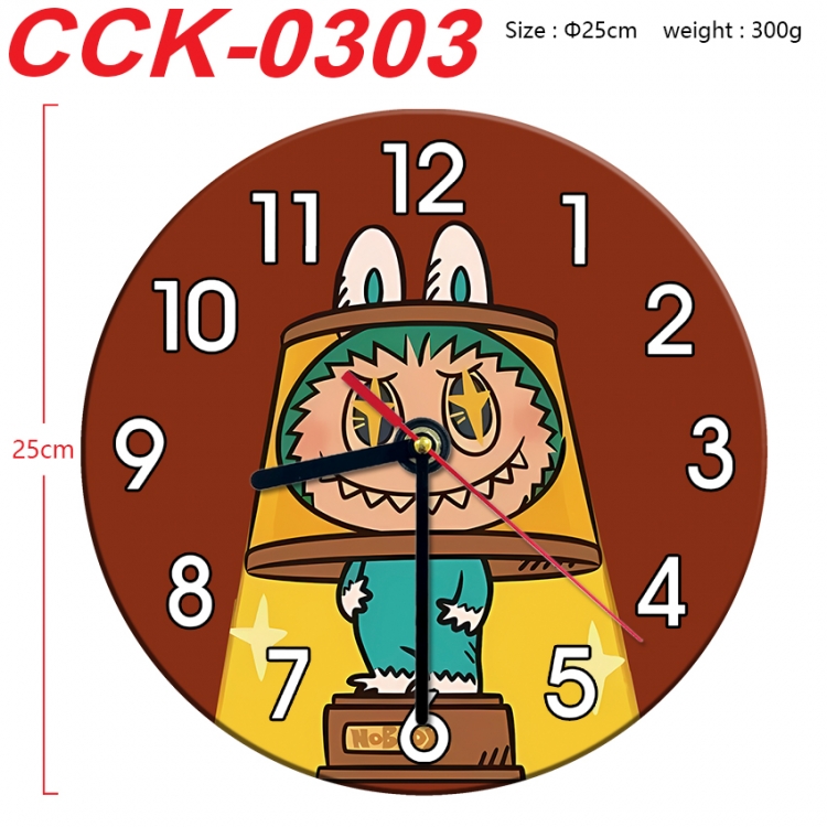 Labubu Anime peripheral printed full-color wall clock 25cm CCK-0303