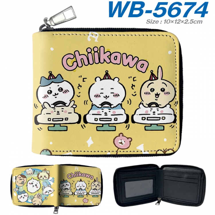 Chiikawa Anime color short full zip folding wallet 10x12x2.5cm WB-5674