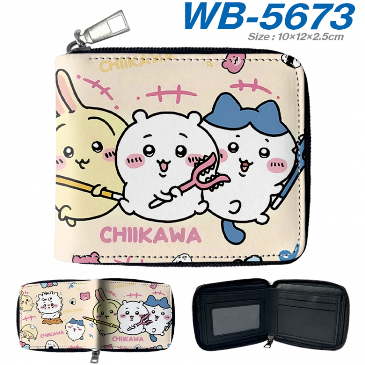 Chiikawa Anime color short full zip folding wallet 10x12x2.5cm WB-5673