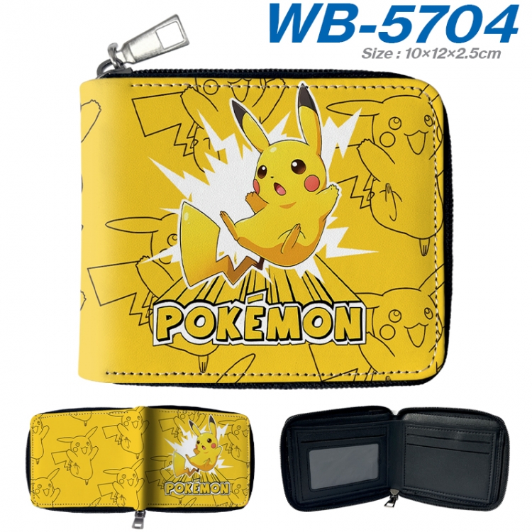 Pokemon Anime color short full zip folding wallet 10x12x2.5cm WB-5704