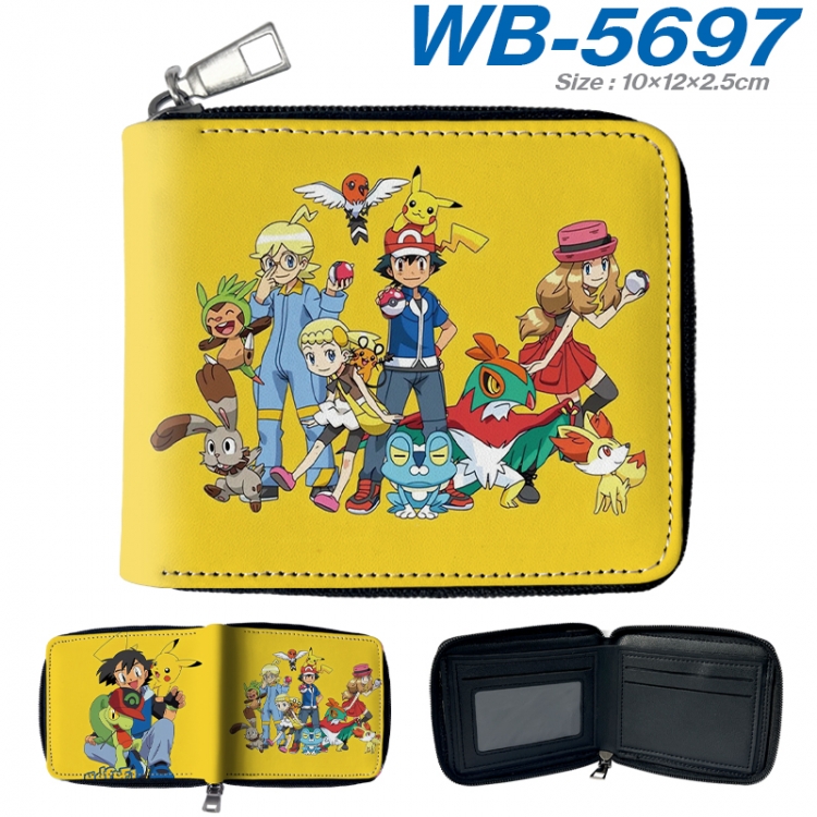 Pokemon Anime color short full zip folding wallet 10x12x2.5cm  WB-5697