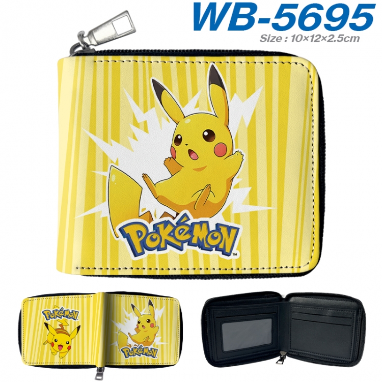 Pokemon Anime color short full zip folding wallet 10x12x2.5cm WB-5695