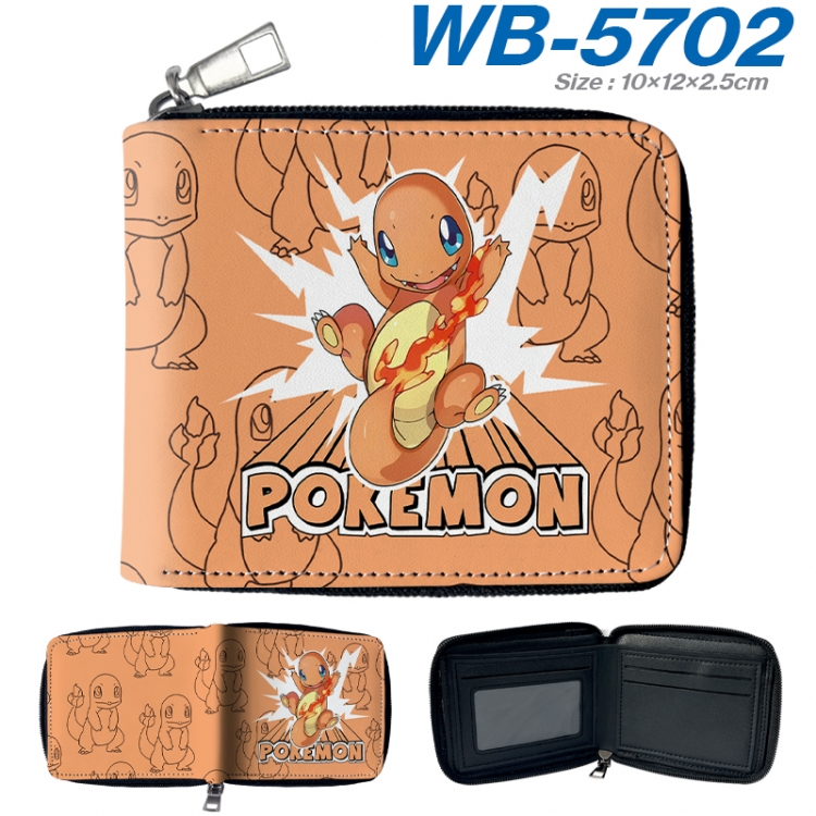 Pokemon Anime color short full zip folding wallet 10x12x2.5cm WB-5702