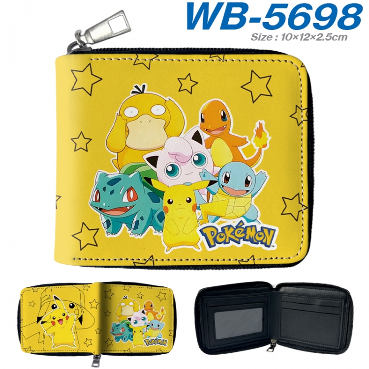 Pokemon Anime color short full zip folding wallet 10x12x2.5cm  WB-5698