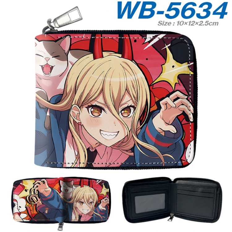 Chainsaw man Anime color short full zip folding wallet 10x12x2.5cm WB-5634