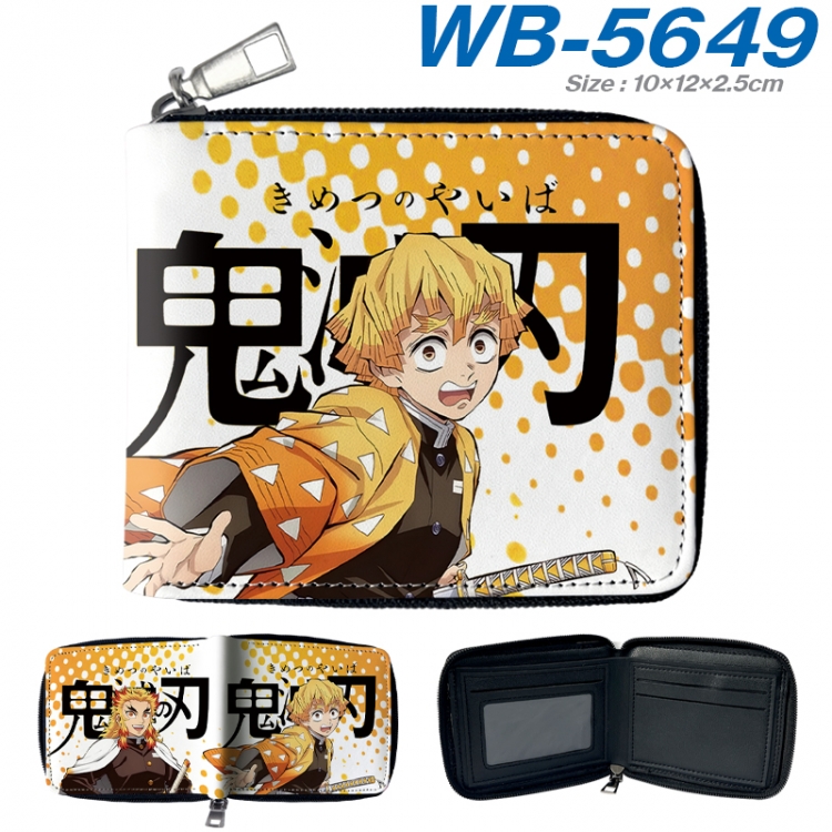 Demon Slayer Kimets Anime color short full zip folding wallet 10x12x2.5cm WB-5649