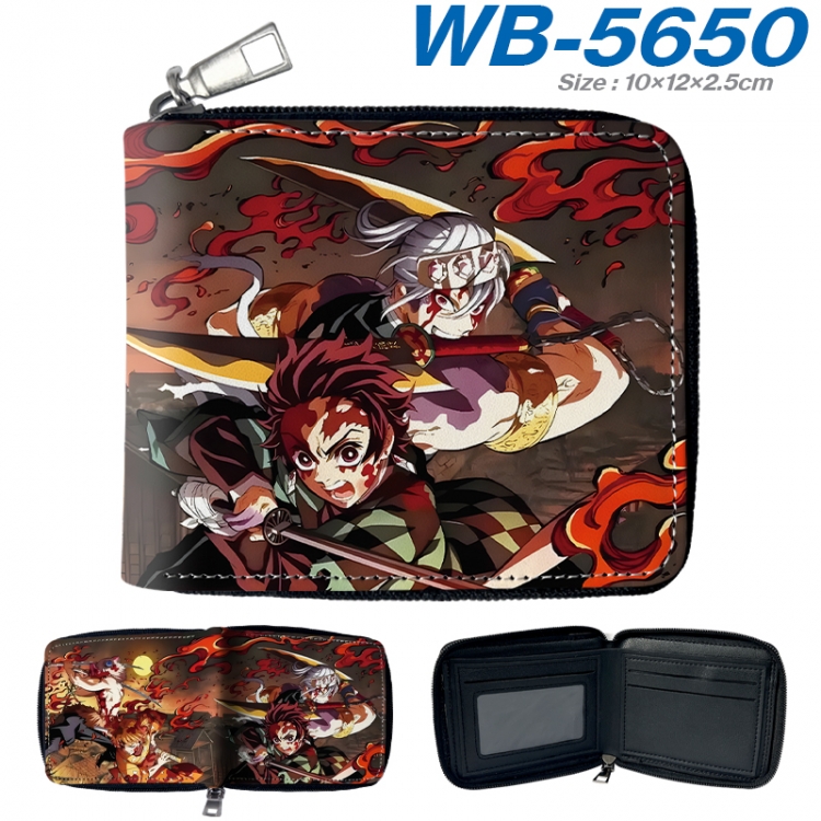 Demon Slayer Kimets Anime color short full zip folding wallet 10x12x2.5cm  WB-5650