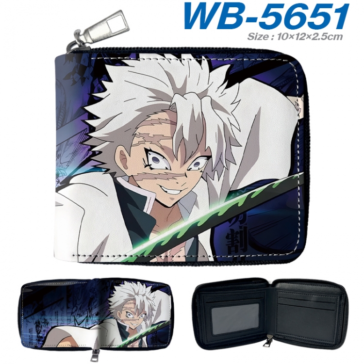 Demon Slayer Kimets Anime color short full zip folding wallet 10x12x2.5cm WB-5651