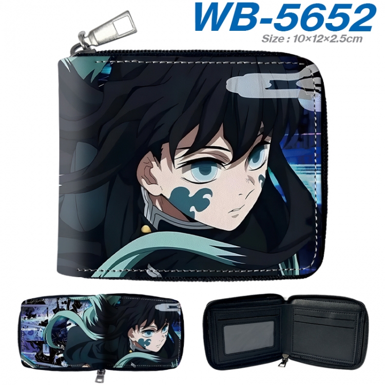 Demon Slayer Kimets Anime color short full zip folding wallet 10x12x2.5cm WB-5652