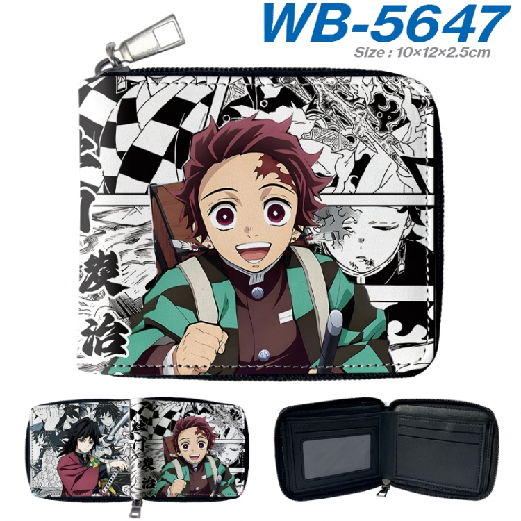 Demon Slayer Kimets Anime color short full zip folding wallet 10x12x2.5cm WB-5647