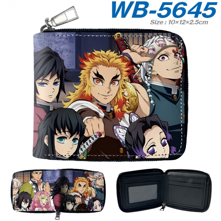 Demon Slayer Kimets Anime color short full zip folding wallet 10x12x2.5cm WB-5645