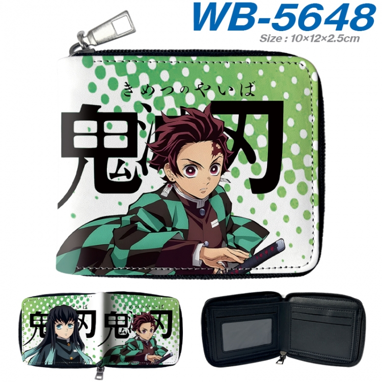 Demon Slayer Kimets Anime color short full zip folding wallet 10x12x2.5cm WB-5648