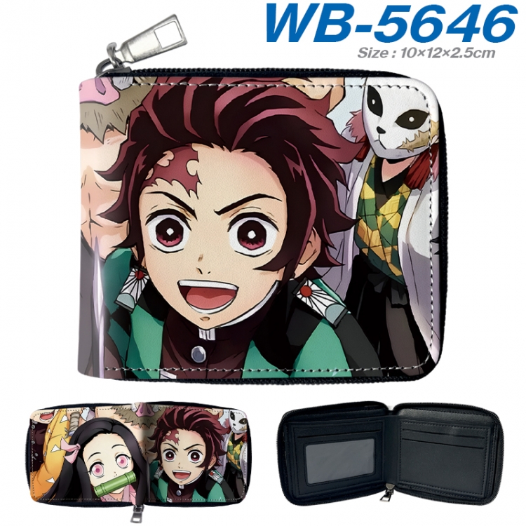 Demon Slayer Kimets Anime color short full zip folding wallet 10x12x2.5cm WB-5646