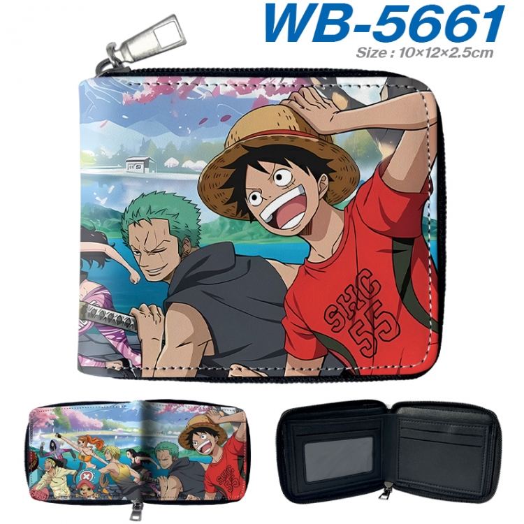 One Piece Anime color short full zip folding wallet 10x12x2.5cm WB-5661