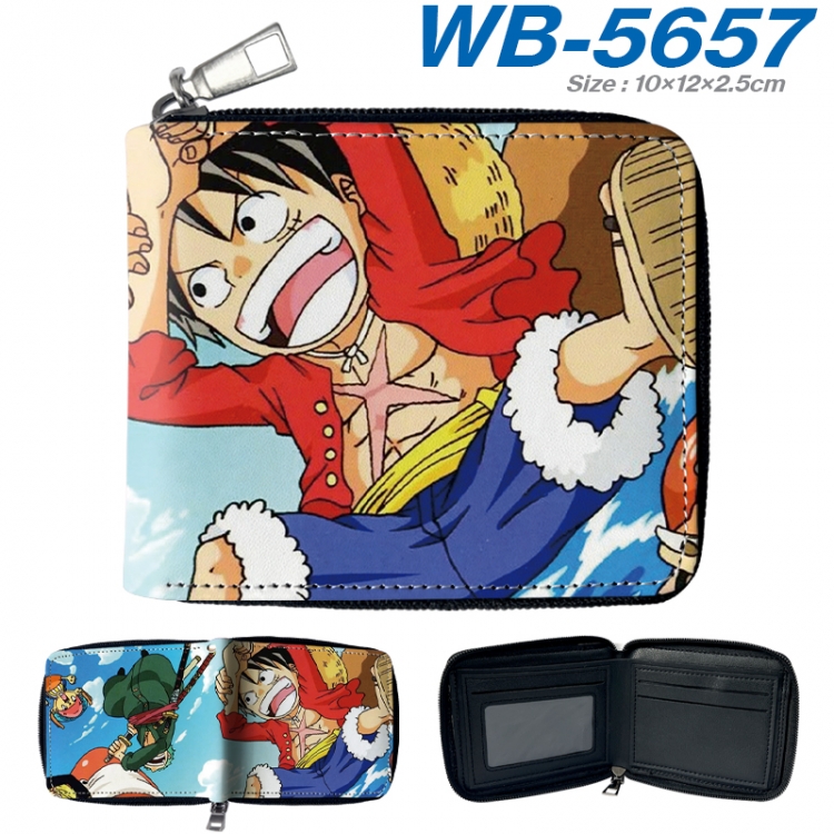 One Piece Anime color short full zip folding wallet 10x12x2.5cm WB-5657