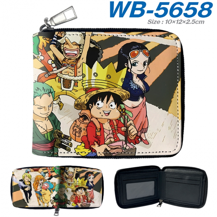 One Piece Anime color short full zip folding wallet 10x12x2.5cm  WB-5658