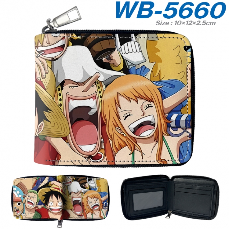 One Piece Anime color short full zip folding wallet 10x12x2.5cm  WB-5660