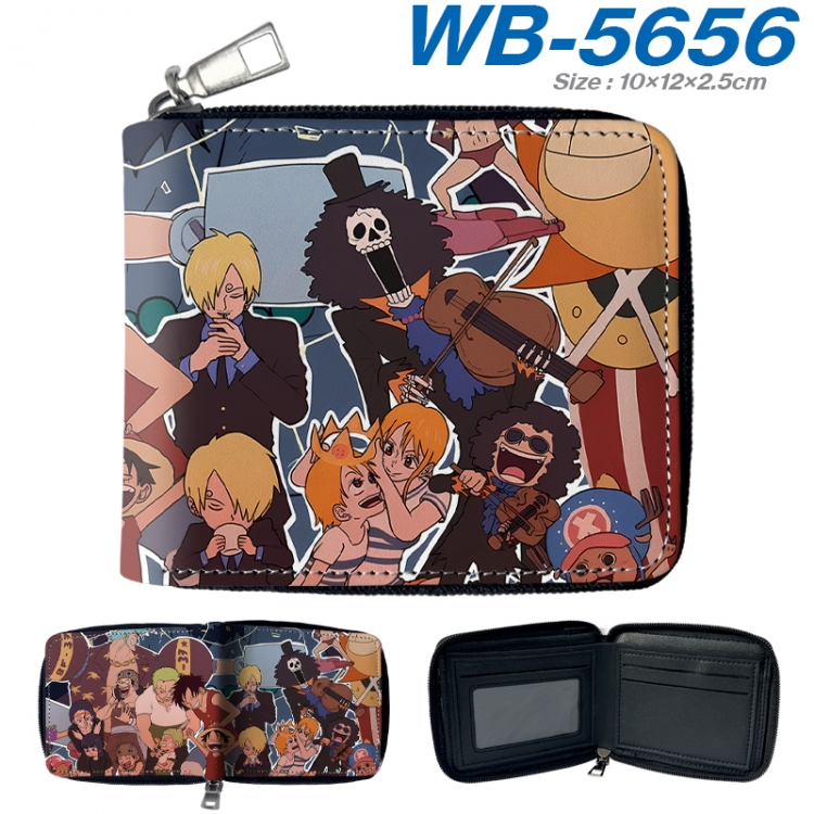 One Piece Anime color short full zip folding wallet 10x12x2.5cm  WB-5656