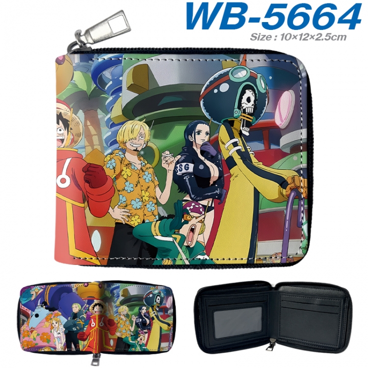 One Piece Anime color short full zip folding wallet 10x12x2.5cm  WB-5664