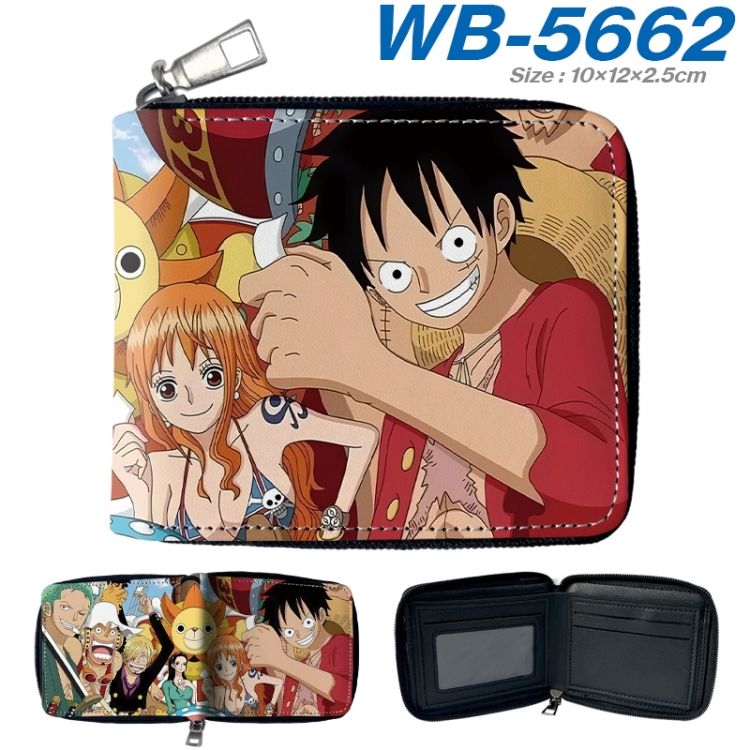 One Piece Anime color short full zip folding wallet 10x12x2.5cm WB-5662