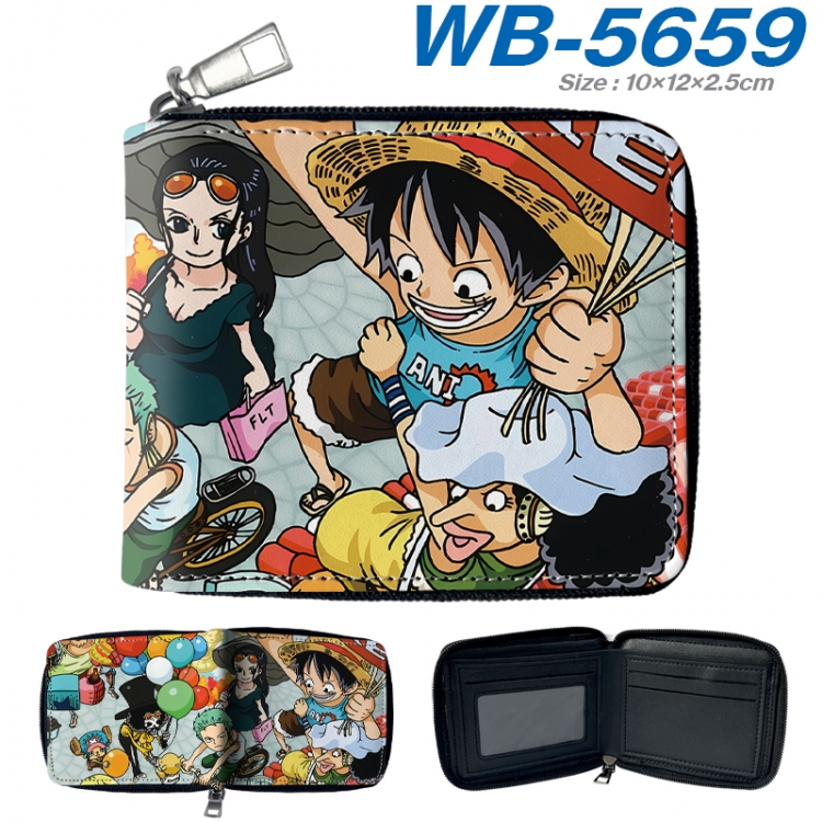 One Piece Anime color short full zip folding wallet 10x12x2.5cm WB-5659