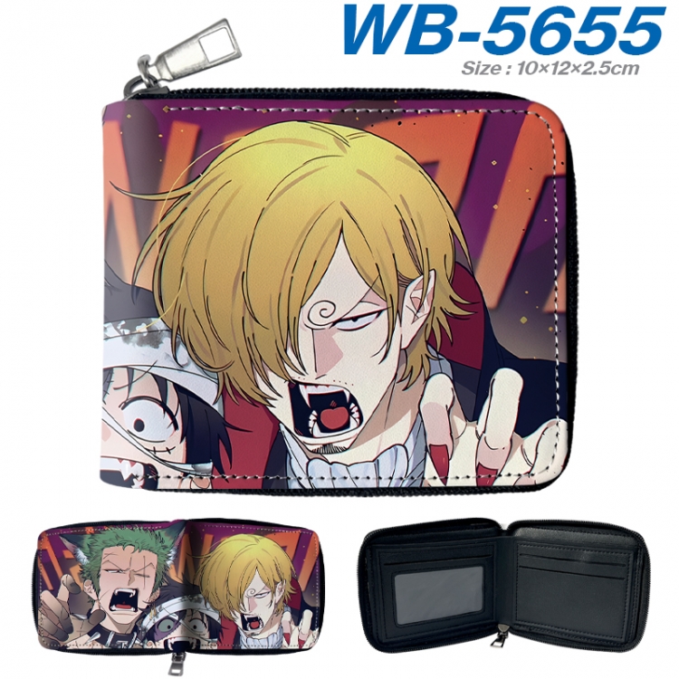 One Piece Anime color short full zip folding wallet 10x12x2.5cm WB-5655