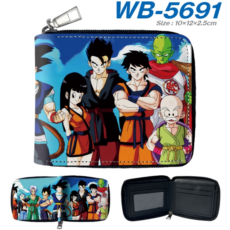 DRAGON BALL Anime color short full zip folding wallet 10x12x2.5cm WB-5691