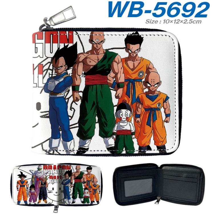 DRAGON BALL Anime color short full zip folding wallet 10x12x2.5cm WB-5692