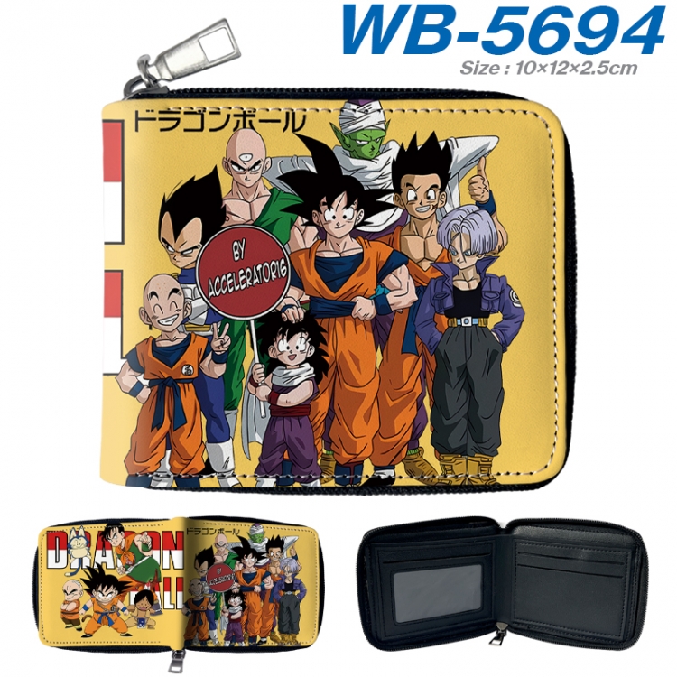 DRAGON BALL Anime color short full zip folding wallet 10x12x2.5cm WB-5694