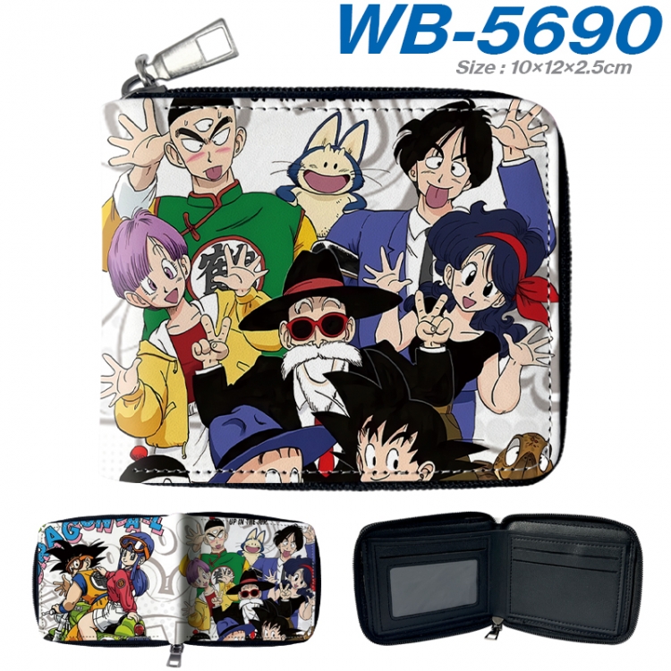 DRAGON BALL Anime color short full zip folding wallet 10x12x2.5cm WB-5690