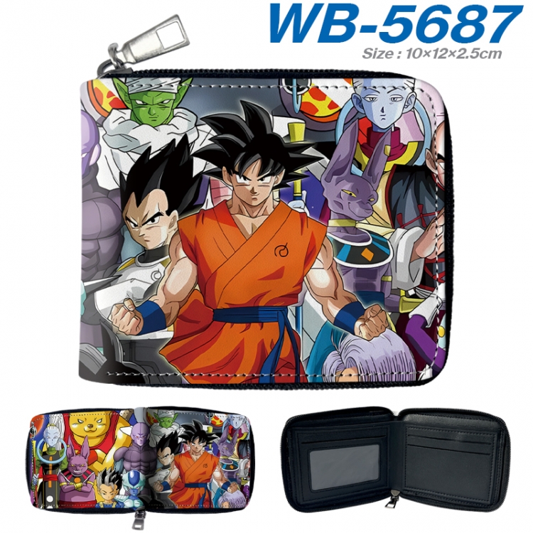 DRAGON BALL Anime color short full zip folding wallet 10x12x2.5cm WB-5687