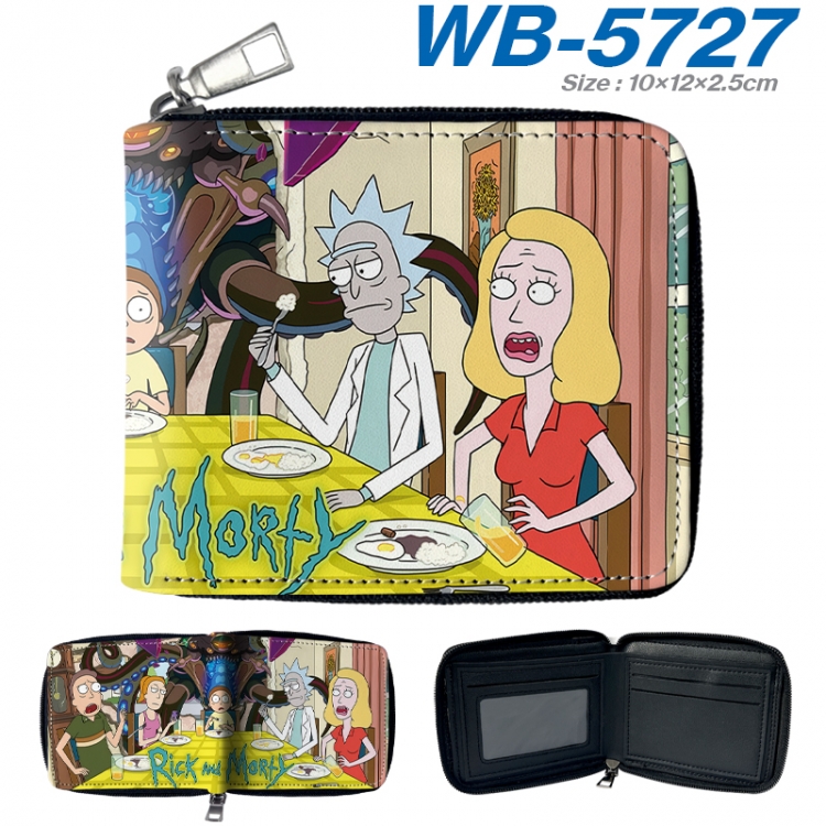 Rick and Morty Anime color short full zip folding wallet 10x12x2.5cm WB-5727