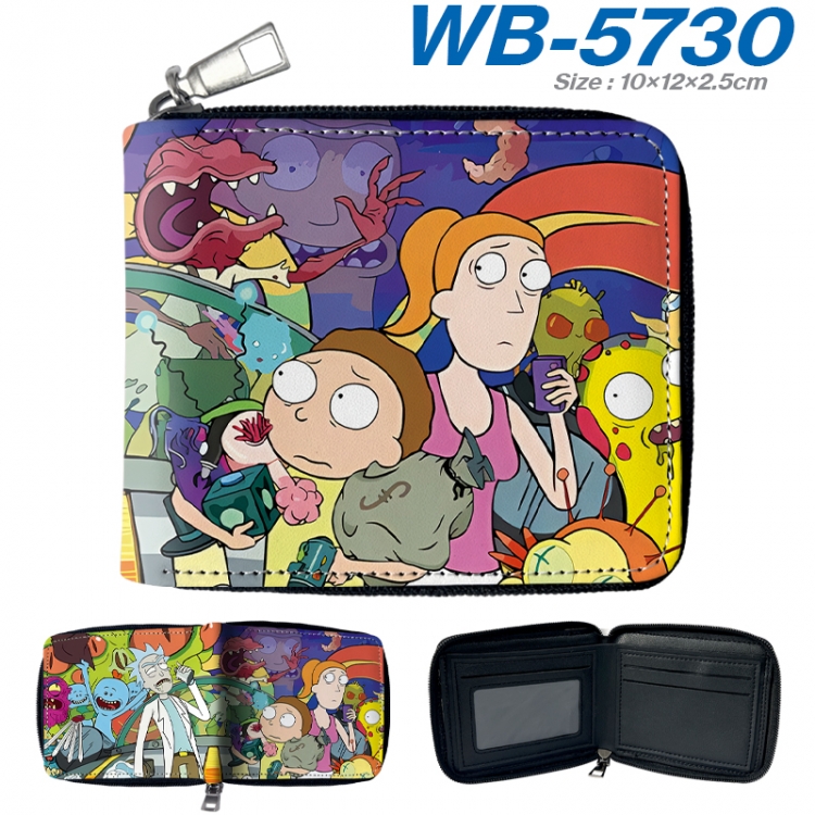 Rick and Morty Anime color short full zip folding wallet 10x12x2.5cm WB-5730