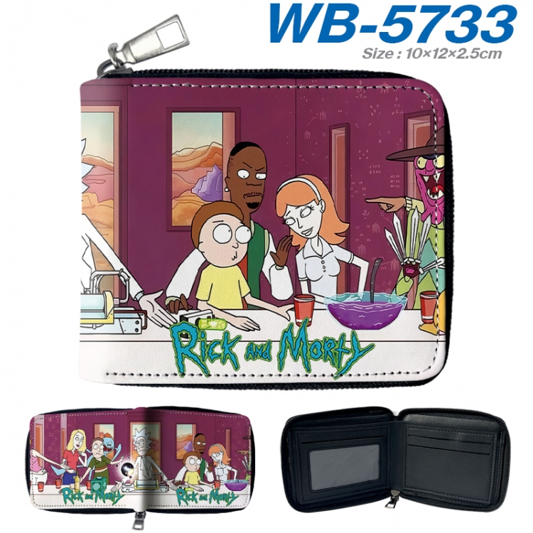 Rick and Morty Anime color short full zip folding wallet 10x12x2.5cm WB-5733