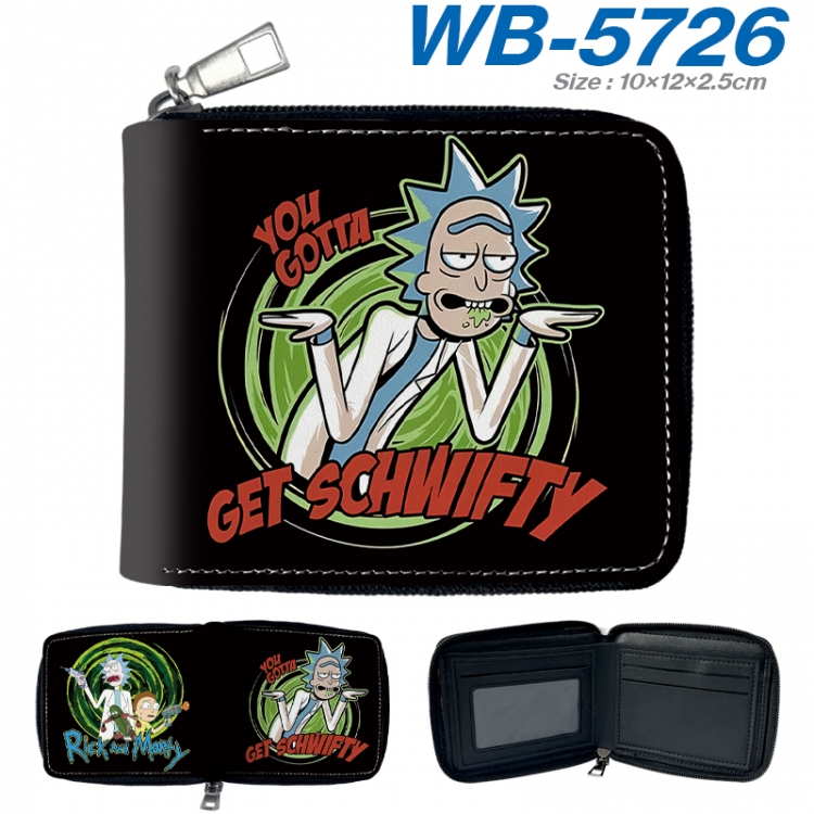 Rick and Morty Anime color short full zip folding wallet 10x12x2.5cm  WB-5726