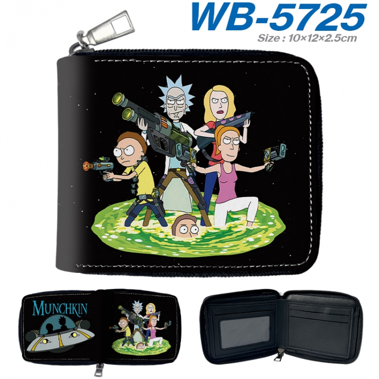 Rick and Morty Anime color short full zip folding wallet 10x12x2.5cm WB-5725