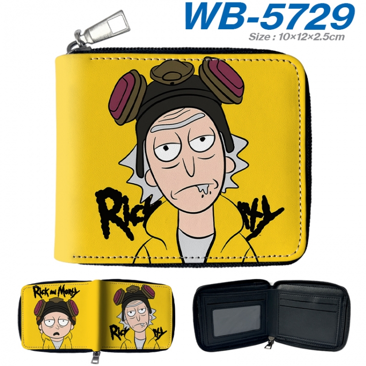 Rick and Morty Anime color short full zip folding wallet 10x12x2.5cm WB-5729