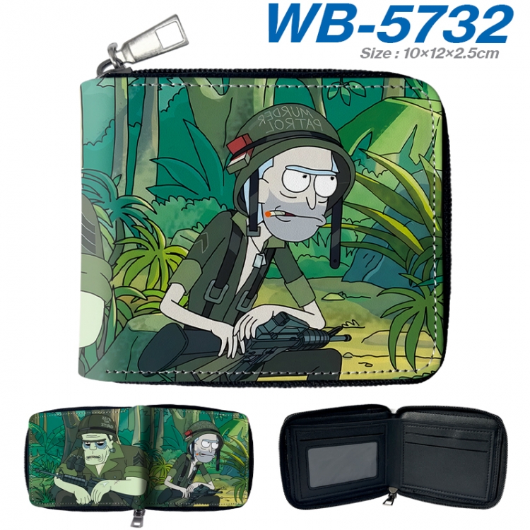 Rick and Morty Anime color short full zip folding wallet 10x12x2.5cm  WB-5732