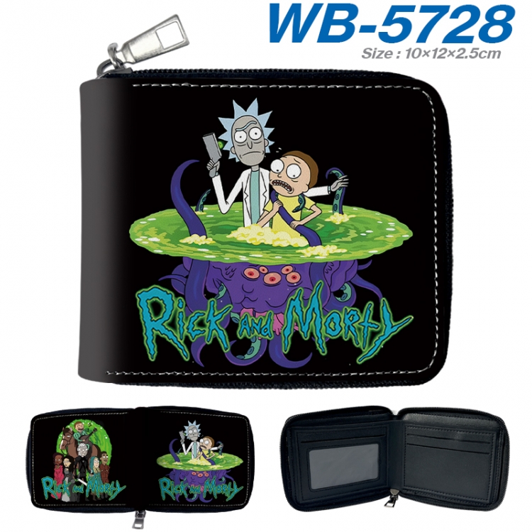 Rick and Morty Anime color short full zip folding wallet 10x12x2.5cm WB-5728