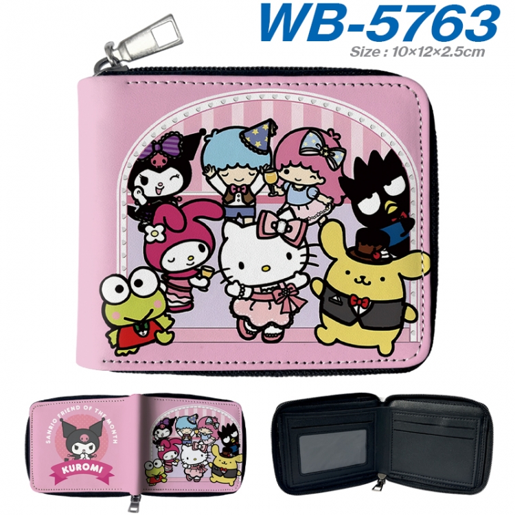 sanrio Anime color short full zip folding wallet 10x12x2.5cm WB-5763