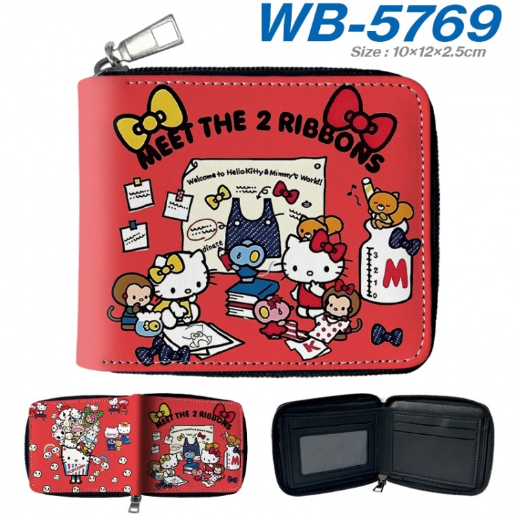 sanrio Anime color short full zip folding wallet 10x12x2.5cm WB-5769