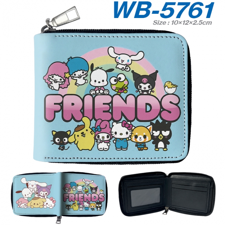 sanrio Anime color short full zip folding wallet 10x12x2.5cm WB-5761