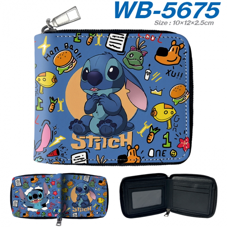 Lilo & Stitch Anime color short full zip folding wallet 10x12x2.5cm