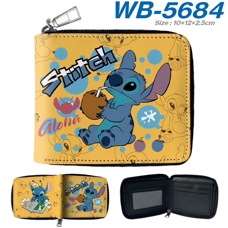 Lilo & Stitch Anime color short full zip folding wallet 10x12x2.5cm