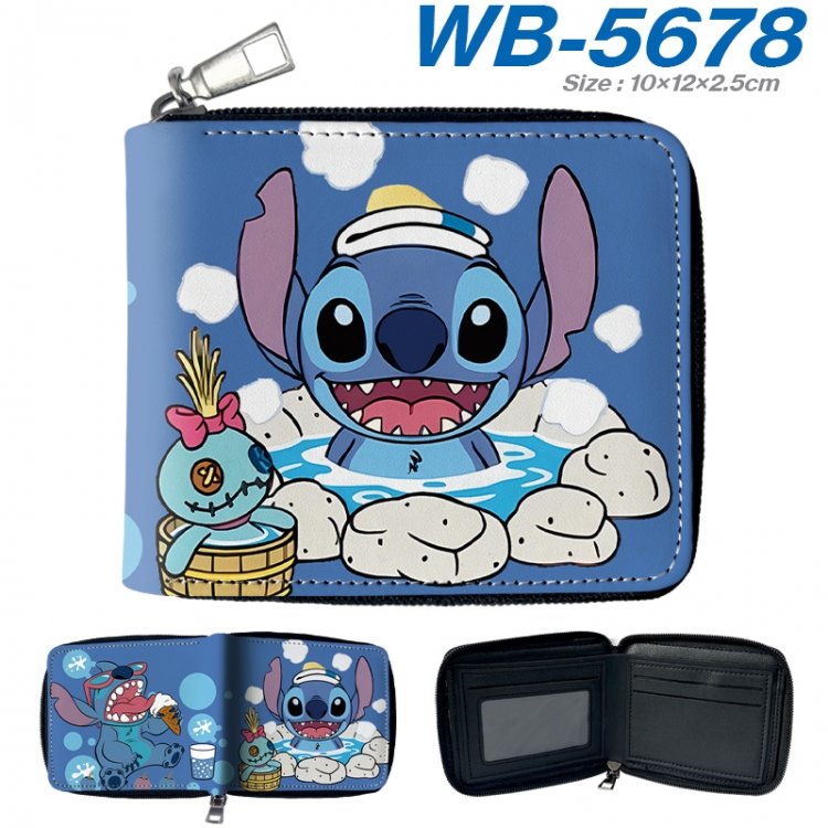 Lilo & Stitch Anime color short full zip folding wallet 10x12x2.5cm